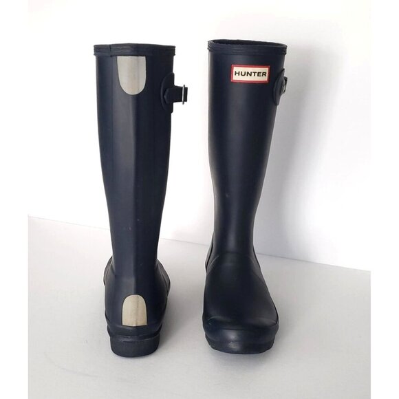 HUNTER Original Kids Classic Waterproof Tall Wellie Rain Boots Navy Blue - Picture 2 of 13